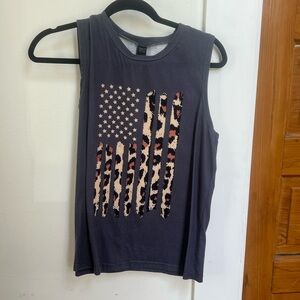 Gray Sleeveless Top with Flag Design